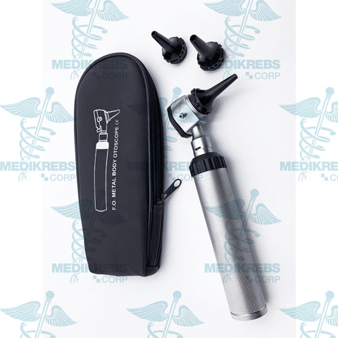 Compact Conventional Otoscope with 3 Tips, Metal Body & Leather Case Instruments