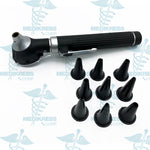 Compact Fiber Optic Otoscope with 9 tips & Plastic Body Surgical Instruments
