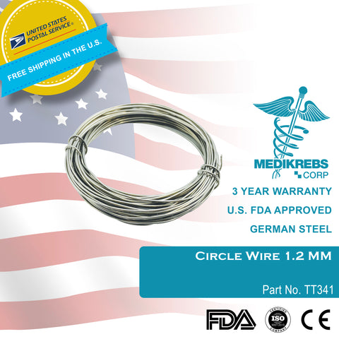 Medikrebs Circle Wire 1.2 mm Diameter 10 Meters Long German Steel