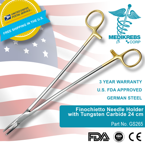 Finochietto Needle Holder with Tungsten Carbide 24 cm Surgical Instruments