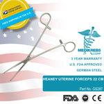 HEANEY UTERINE FORCEPS CURVED 22 CM O.R Grade German Steel