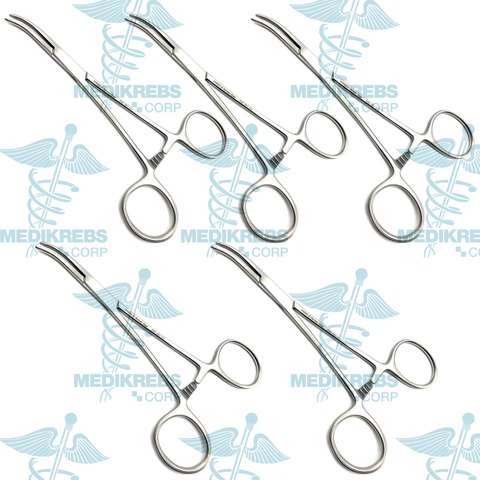 5 Pcs Dandy Mosquito Hemostatic Forceps Curved 14 cm
