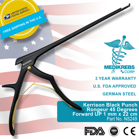 Kerrison Black Punch Rongeur 45 Degrees Forward UP 1 mm x 22 cm