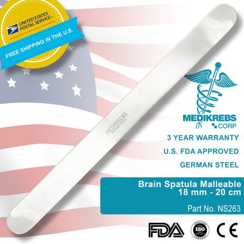 Brain Spatula Malleable 18 mm - 20 cm Surgical Instruments