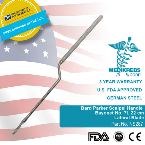 Bard Parker Scalpel Handle Bayonet No. 7L 22 cm Lateral Blade Surgical