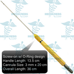 Liposuction Cannula and Handle Set, Straight 3 mm x 20 cm
