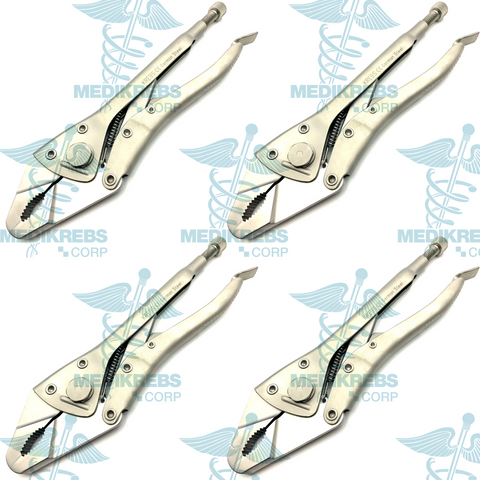 4 Pcs Vice Locking Pliers Curved Jaws 21 cm Orthopedics